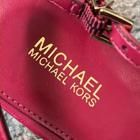 MICHAEL Michael Kors Tasha T Strap Kitten Heels Sandals in Dark Raspberry