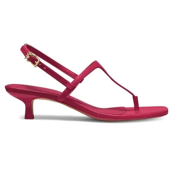 MICHAEL Michael Kors Tasha T Strap Kitten Heels Sandals in Dark Raspberry