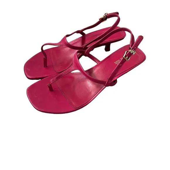 MICHAEL Michael Kors Tasha T Strap Kitten Heels Sandals in Dark Raspberry