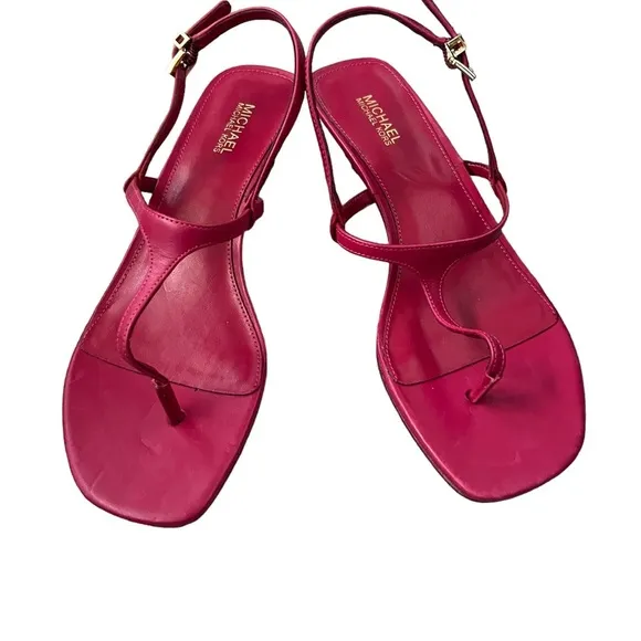 MICHAEL Michael Kors Tasha T Strap Kitten Heels Sandals in Dark Raspberry