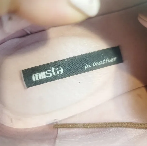 MIISTA METALLIC LEATHER PINK LACE-UP OXFORD WOMEN'S SIZE 37