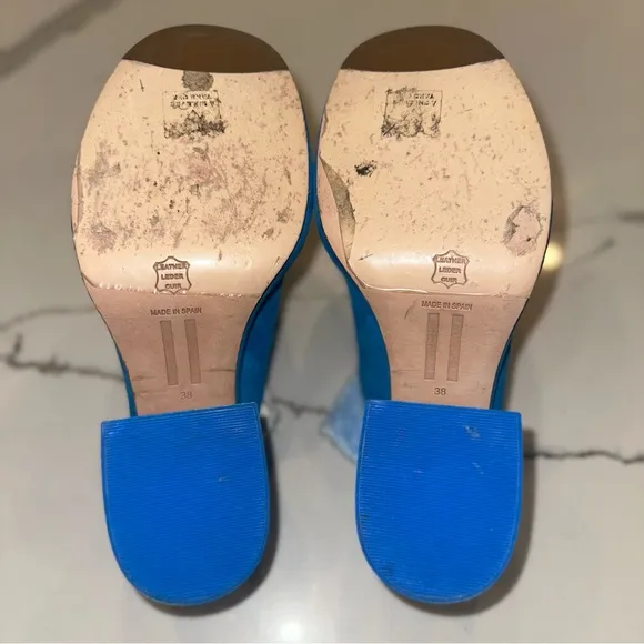 MIISTA Nicola Blue Suede Mules, Size 38