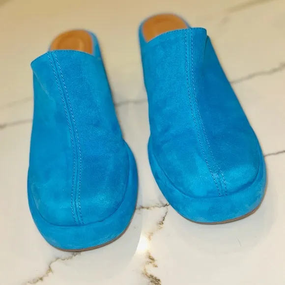 MIISTA Nicola Blue Suede Mules, Size 38
