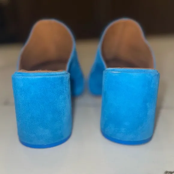 MIISTA Nicola Blue Suede Mules, Size 38