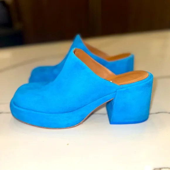 MIISTA Nicola Blue Suede Mules, Size 38