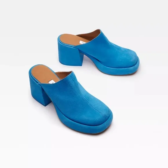 MIISTA Nicola Blue Suede Mules, Size 38