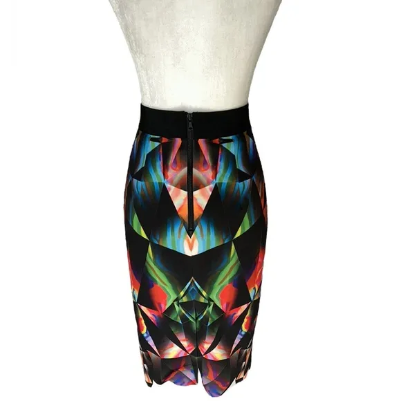 Milly Prism Print Scuba Midi Slip Pencil Skirt - 2