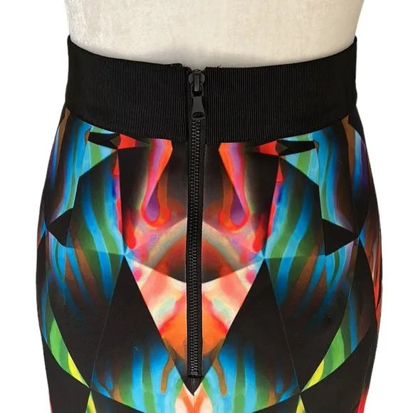 Milly Prism Print Scuba Midi Slip Pencil Skirt - 2