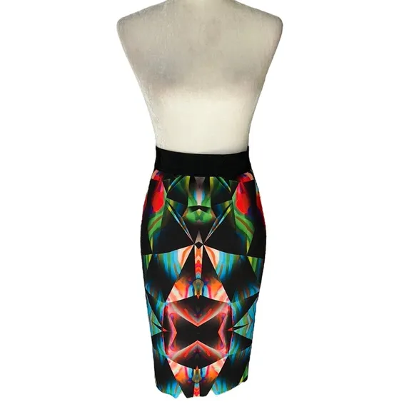 Milly Prism Print Scuba Midi Slip Pencil Skirt - 2