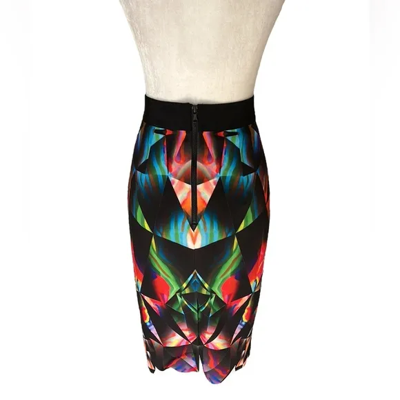Milly Prism Print Scuba Midi Slip Pencil Skirt - 2