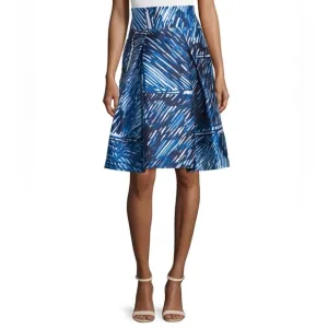 Milly Scribble Print full a-line  Midi Culotte Skirt Blue-White 33411