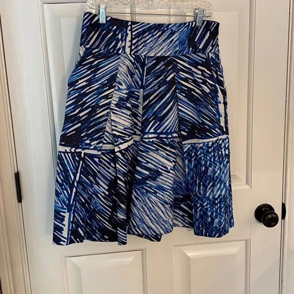 Milly Scribble Print full a-line  Midi Culotte Skirt Blue-White 33411