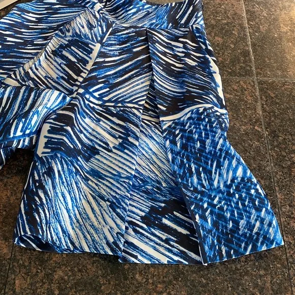 Milly Scribble Print full a-line  Midi Culotte Skirt Blue-White 33411