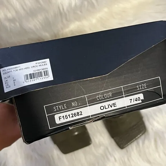 Missguided Green Square Toe Mid Heel Mules