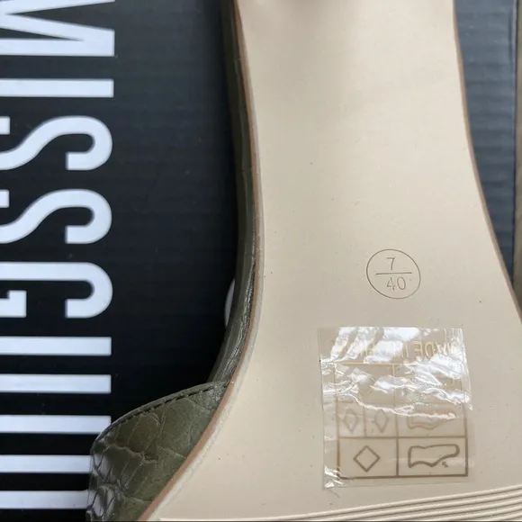 Missguided Green Square Toe Mid Heel Mules