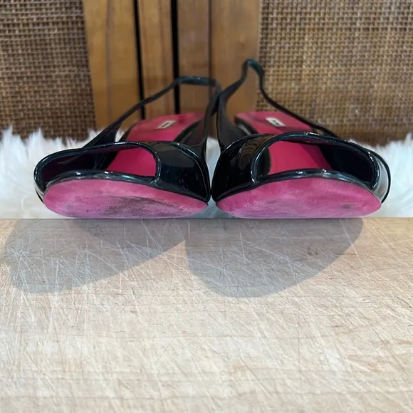 Miu Miu Peep Toe Patent Leather Slingback Heels