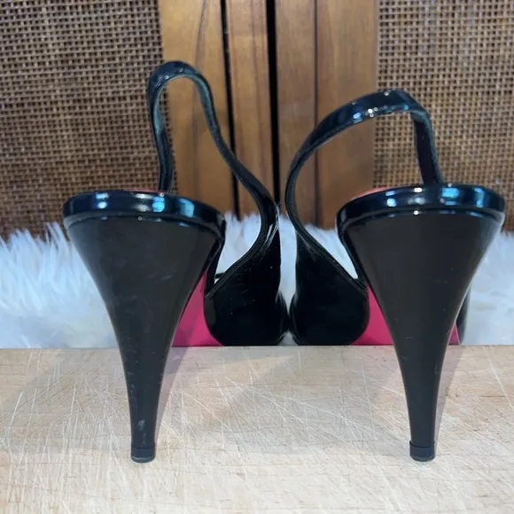 Miu Miu Peep Toe Patent Leather Slingback Heels