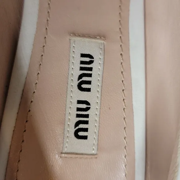 MIU MIU white leather studded kitten heel pumps