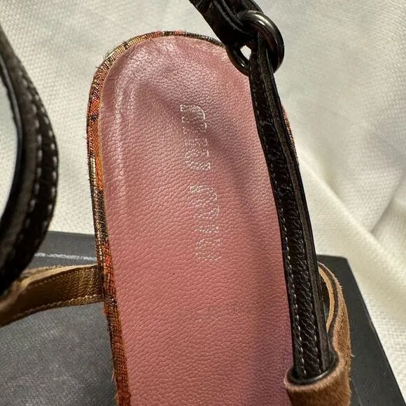 Miu Miu exotic mixed leathers strappy slingback ultra high heels Jacquard 39 9