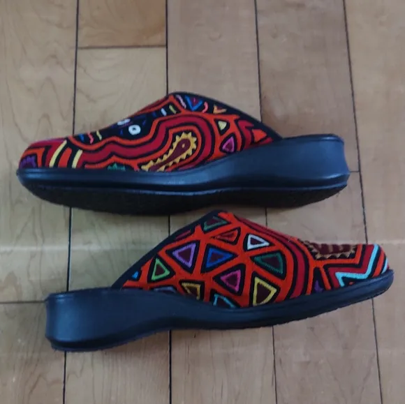 Molas4U Kuna Molas Colorful African Style Textile Embroidered Slip-On Mules