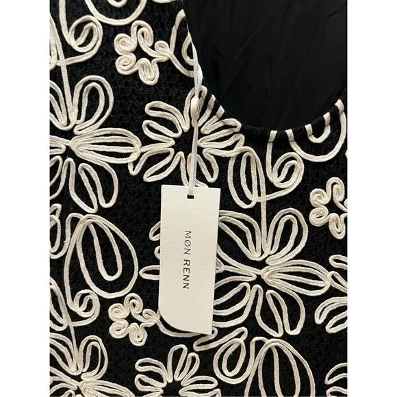 MON RENN KAMALI MIDI DRESS BLACK AND WHITE -VACATION size S NWT$259