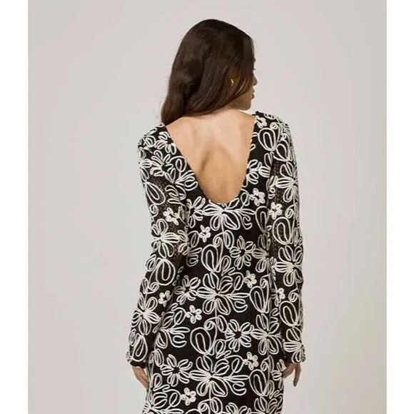 MON RENN KAMALI MIDI DRESS BLACK AND WHITE -VACATION size S NWT$259