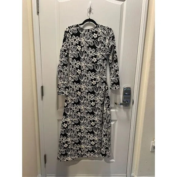 MON RENN KAMALI MIDI DRESS BLACK AND WHITE -VACATION size S NWT$259