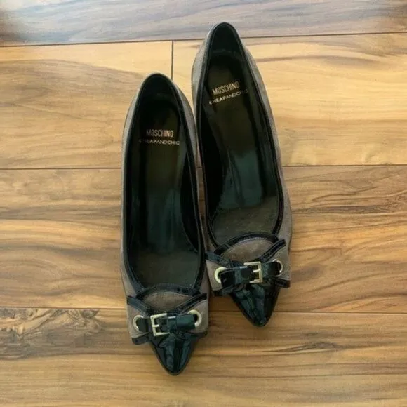 Moschino bow trim kitten heels 6.5