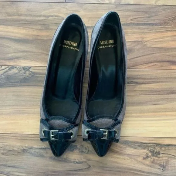 Moschino bow trim kitten heels 6.5