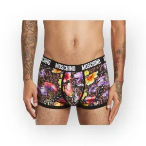 Moschino ☻︎ Slip Floral Print Logo ☻︎ Men’s Low Rise Boxer Briefs ☻︎ Black ☻︎ S
