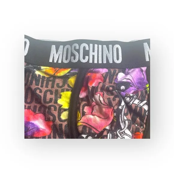 Moschino ☻︎ Slip Floral Print Logo ☻︎ Men’s Low Rise Boxer Briefs ☻︎ Black ☻︎ S