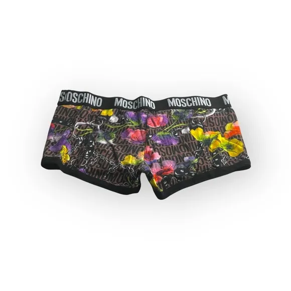 Moschino ☻︎ Slip Floral Print Logo ☻︎ Men’s Low Rise Boxer Briefs ☻︎ Black ☻︎ S