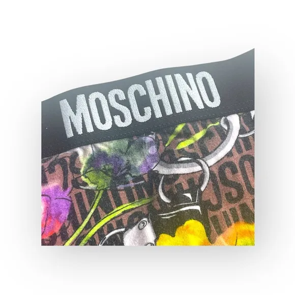 Moschino ☻︎ Slip Floral Print Logo ☻︎ Men’s Low Rise Boxer Briefs ☻︎ Black ☻︎ S