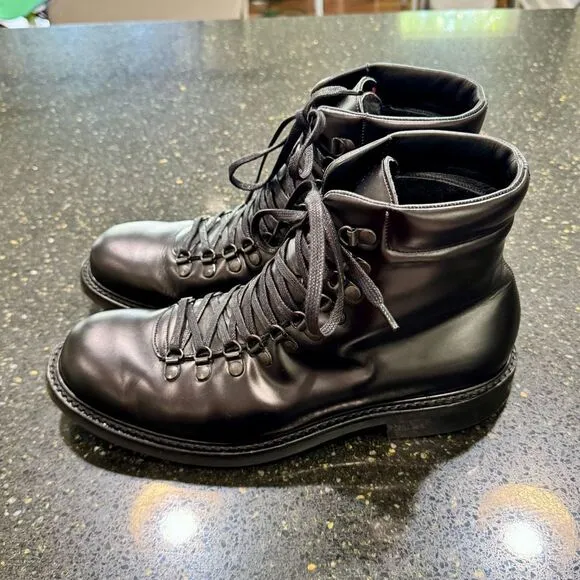 Mr. Porter HEATH Black Patent leather combat boots. Size 9.5 (England).