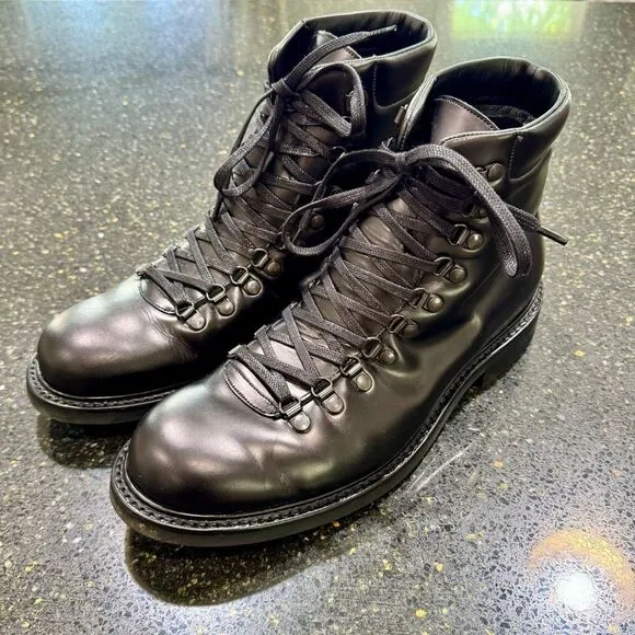 Mr. Porter HEATH Black Patent leather combat boots. Size 9.5 (England).