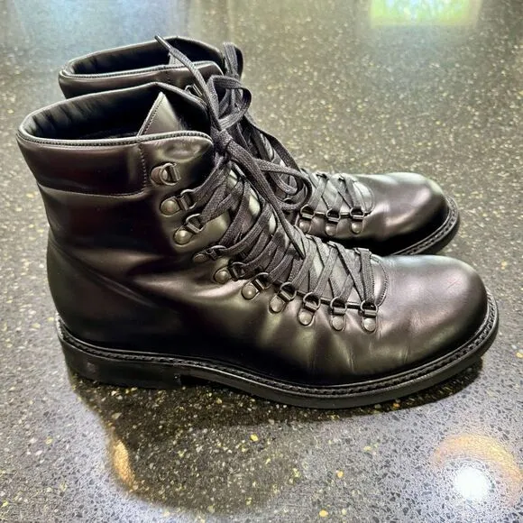 Mr. Porter HEATH Black Patent leather combat boots. Size 9.5 (England).