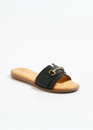 Mule-style sandals with metal detail