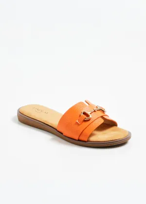 Mule-style sandals with metal detail