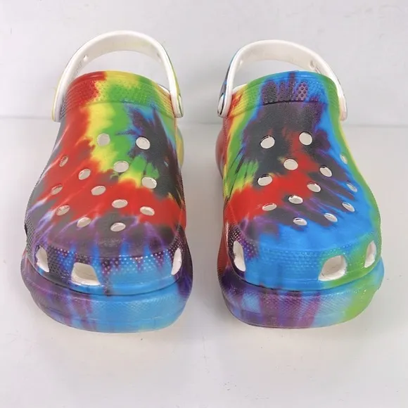Multicolor Tie Dye Crocs Classic Bae Ultra Platform Comfort Clogs Rainbow Pride