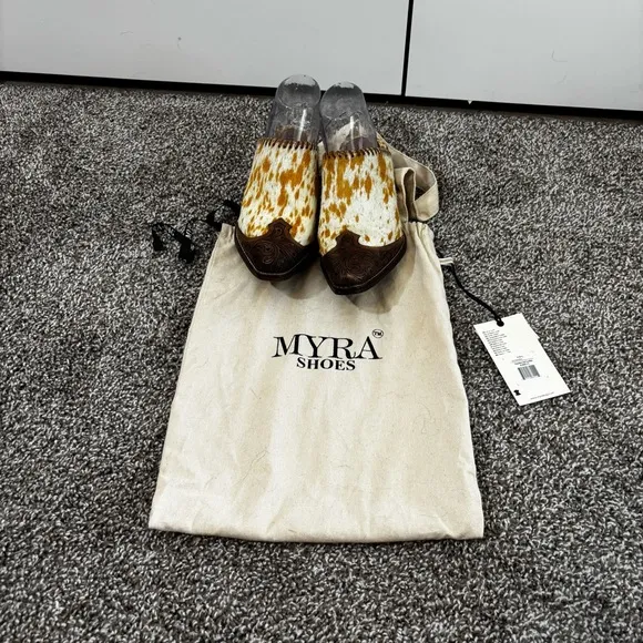 Myra ORANGE WESTERN HAND-TOOLED MULES SIZE 7 NEW IN BAG