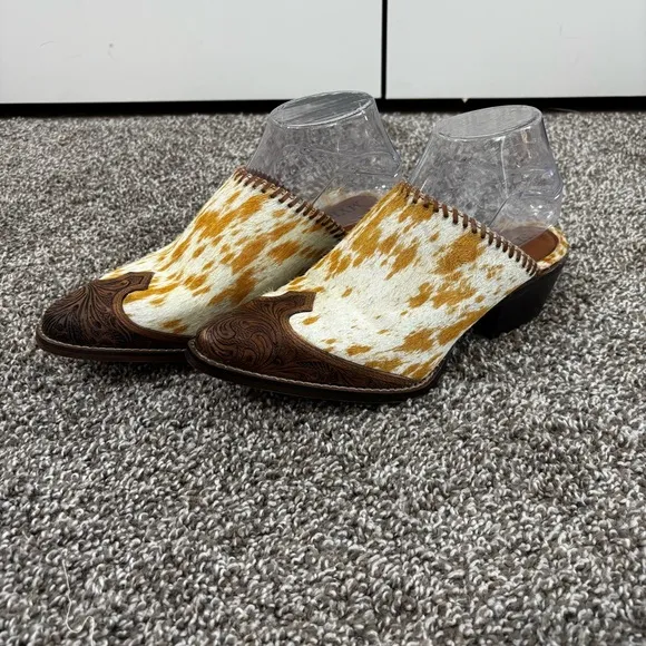Myra ORANGE WESTERN HAND-TOOLED MULES SIZE 7 NEW IN BAG