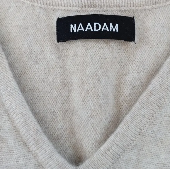 Naadam Cashmere Wide Sleeve V Neck Sweater Oatmeal XS
