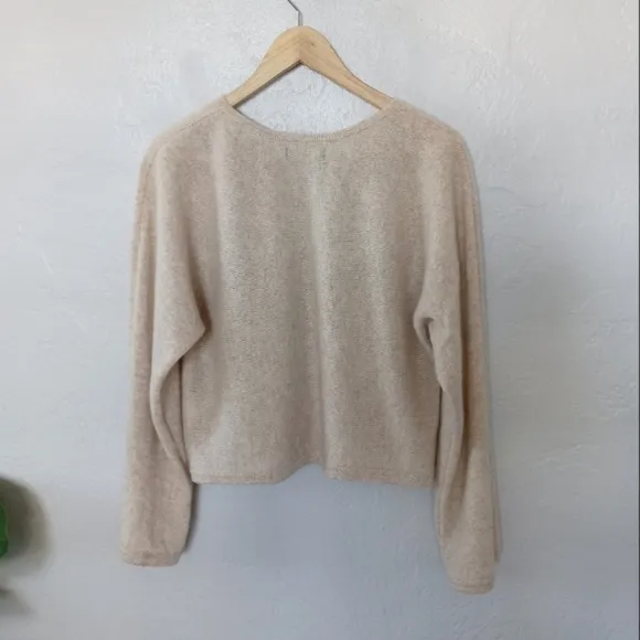 Naadam Cashmere Wide Sleeve V Neck Sweater Oatmeal XS