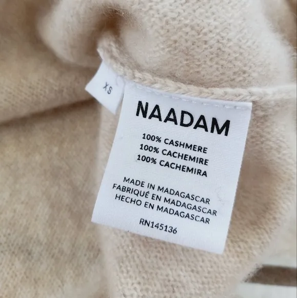 Naadam Cashmere Wide Sleeve V Neck Sweater Oatmeal XS