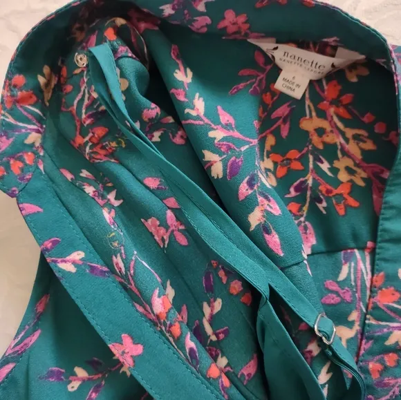 Nanette Lepore pintuck pleat front floral fit &amp; flare
