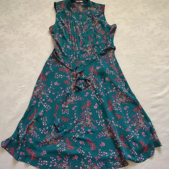 Nanette Lepore pintuck pleat front floral fit &amp; flare