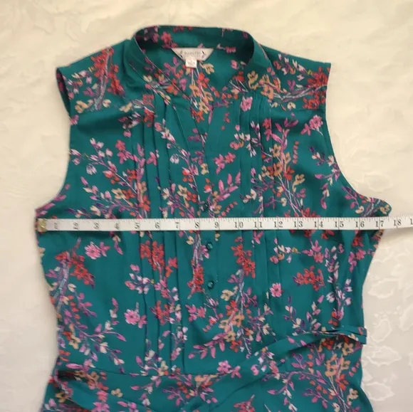 Nanette Lepore pintuck pleat front floral fit &amp; flare