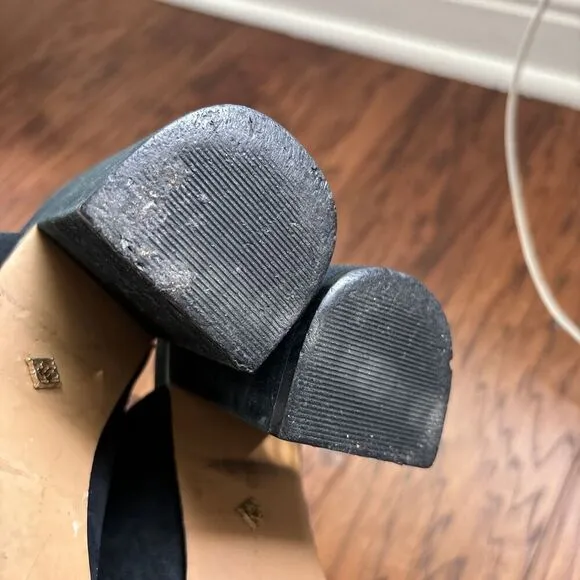 Nanette Nanette Lepore Women Marsha Mule Embellished Heels 8.5 Black Peep Toe