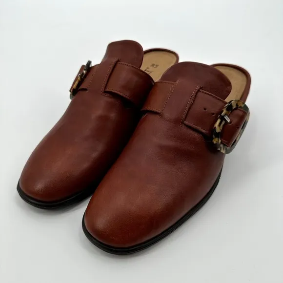 Naot Choice Mules Women's Size 39 Soft Chestnut Leather Block Heel Slip On