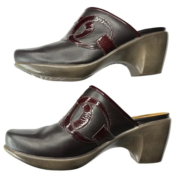 Naot Clogs Leather Mule Block Heel Womens Comfort Shoe Sz EU 38 US 7.5 Slip-on